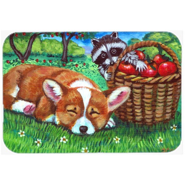 Carolines Treasures Corgi With the Racoon Apple Thief Mouse Pad; Hot Pad or Trivet 7430MP